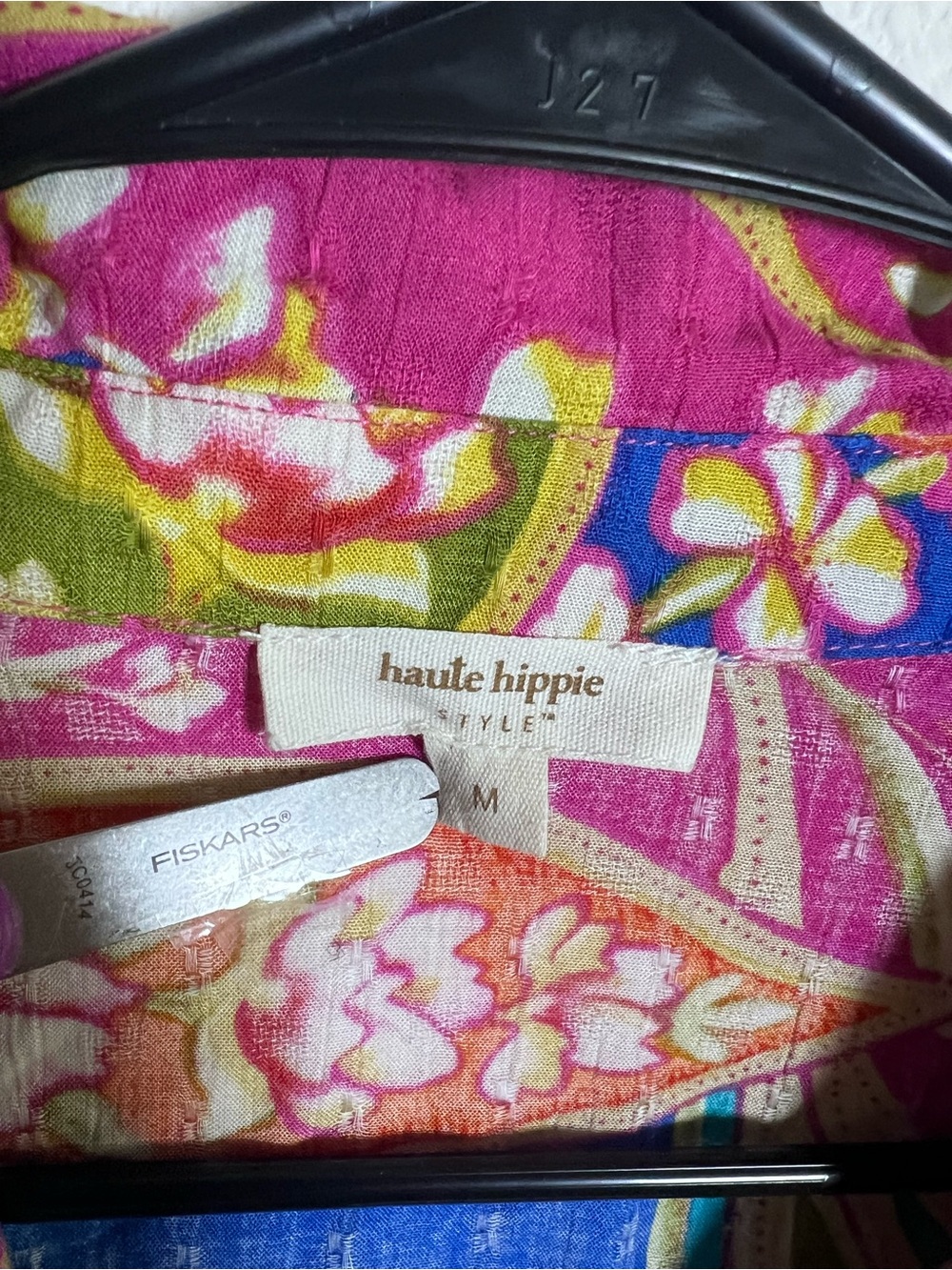 Haute Hippie Multicolor Floral Lightweight Long Sleeve Collared Blouse Size M - Picture 4 of 5